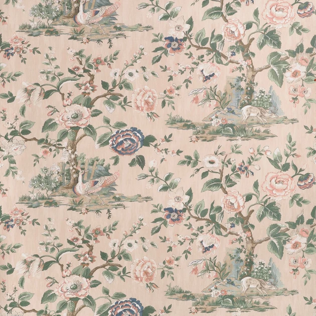Thibaut TWW10539 Boxwood Forest Lodge Apricot - tapeta leśna