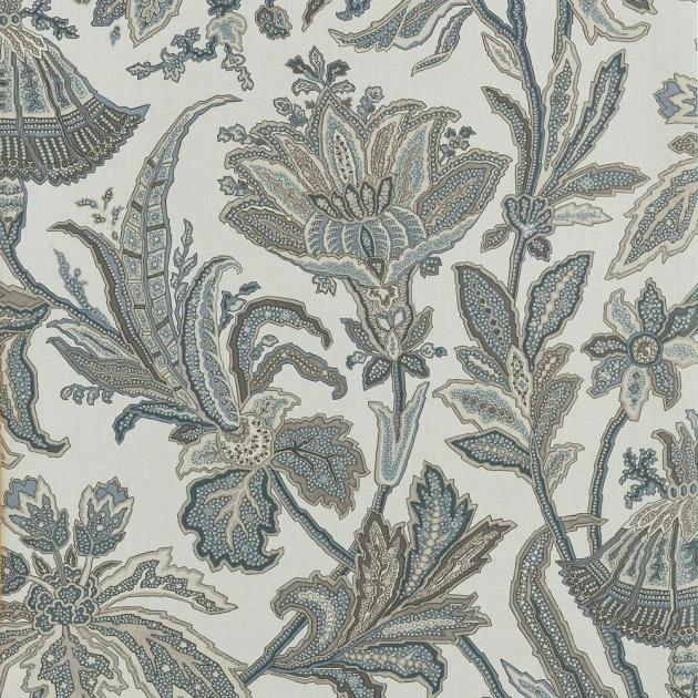Thibaut T10543 Boxwood Breckenridge Grey and Beige - tapeta w jakobiński wzór