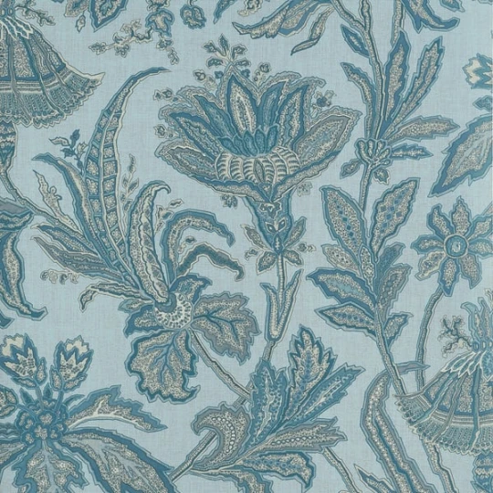 Thibaut T10548 Boxwood Breckenridge Spa Blue - tapeta w jakobiński wzór