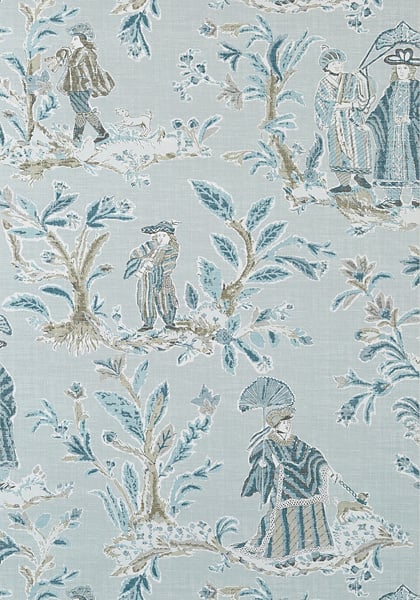 Thibaut T72575 Chestnut Hill Royale Toile Aqua - tapeta w rodzinę królewską