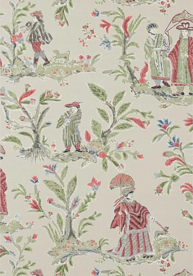 Thibaut T72577 Chestnut Hill Royale Toile Red - tapeta w rodzinę królewską