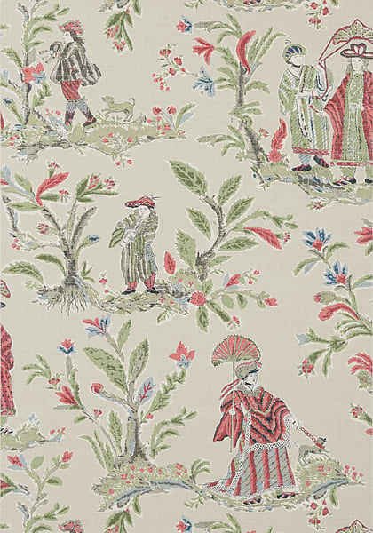 Thibaut T72577 Chestnut Hill Royale Toile Red - tapeta w rodzinę królewską
