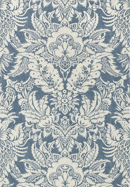 Thibaut T72583 Chestnut Hill Chardonnet Damask Navy - tapeta w ornamenty roślinne