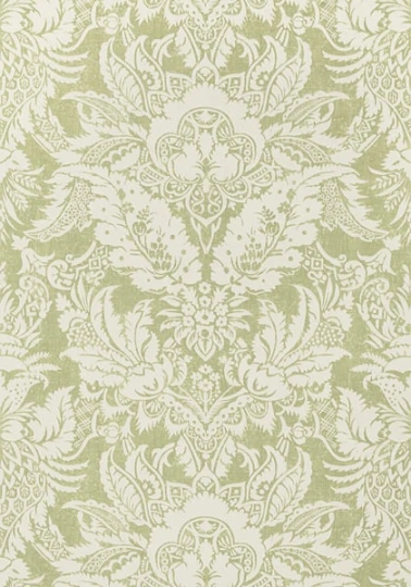 Thibaut T72587 Chestnut Hill Chardonnet Damask Spring Green - tapeta w ornamenty roślinne