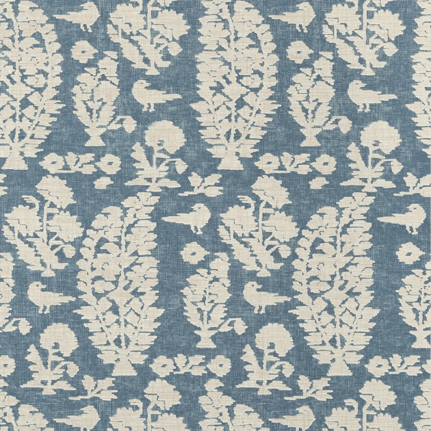Thibaut T72594 Chestnut Hill Allaire Slate Blue - tapeta w rośliny i ptaki