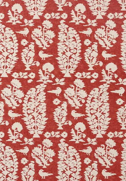 Thibaut T72599 Chestnut Hill Allaire Red - tapeta w rośliny i ptaki