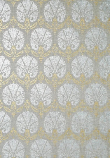 Thibaut T72610 Chestnut Hill Turkish Damask Metallic Gold and Silver - tapeta w roślinne ornamenty