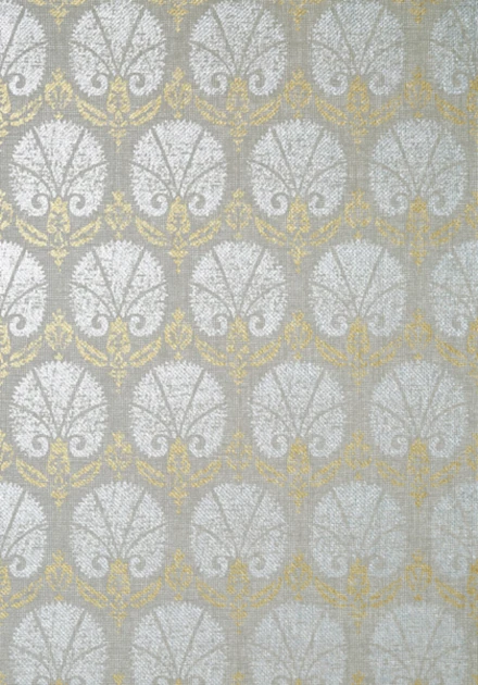 Thibaut T72610 Chestnut Hill Turkish Damask Metallic Gold and Silver - tapeta w roślinne ornamenty