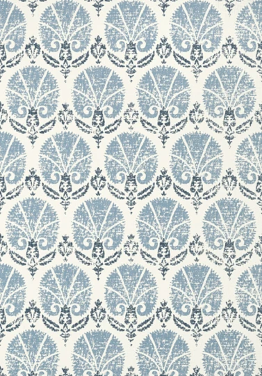 Thibaut T72611 Chestnut Hill Turkish Damask Blue and White - tapeta w roślinne ornamenty