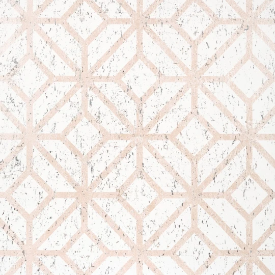 Thibaut T10409 Modern Resource 2 Mamora Trellis Cork White on Metallic Blush - tapeta korkowa w kratownicę