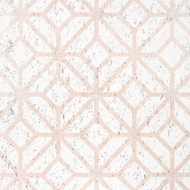 Thibaut T10409 Modern Resource 2 Mamora Trellis Cork White on Metallic Blush - tapeta korkowa w kratownicę