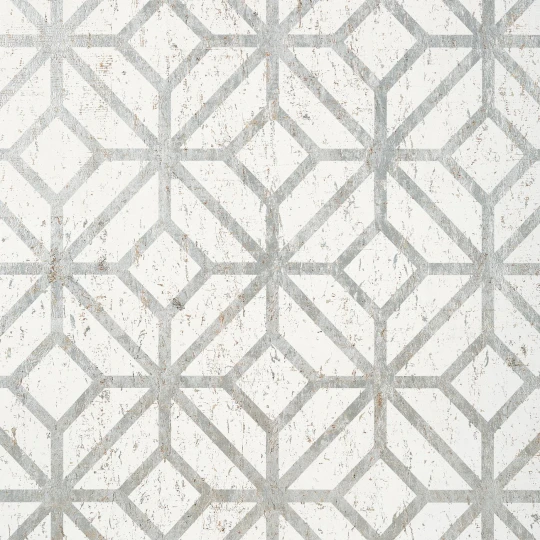 Thibaut T10410 Modern Resource 2 Mamora Trellis Cork White on Silver - tapeta korkowa w kratownicę