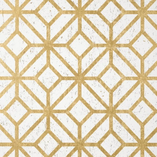 Thibaut T10411 Modern Resource 2 Mamora Trellis Cork White on Metallic Gold - tapeta korkowa w kratownicę