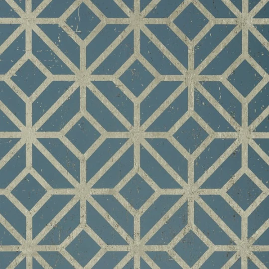 Thibaut T10415 Modern Resource 2 Mamora Trellis Cork Mineral on Metallic Pewter - tapeta korkowa w kratownicę