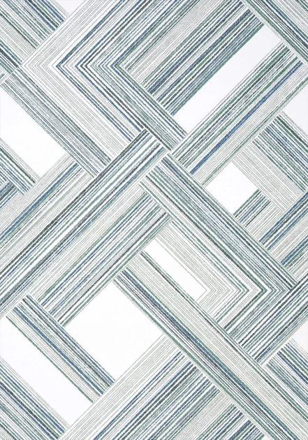 Thibaut T10452 Modern Resource 2 Telaio Black and Emerald - tapeta geometryczna retro