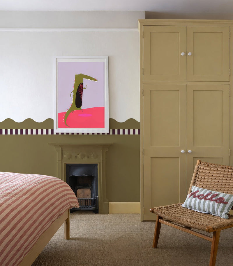Wallcolors Pure Forms Wainscoting Wave Dark Golden Wheat - mural imitujący boazerię nowoczesną