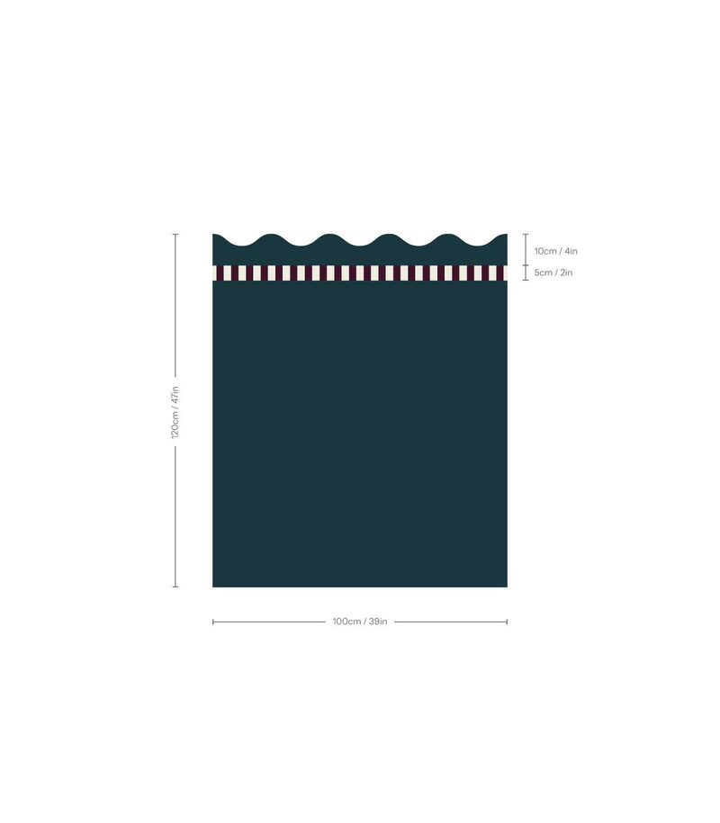 Wallcolors Pure Forms Wainscoting Wave Dark Midnight Teal - mural imitujący boazerię nowoczesną