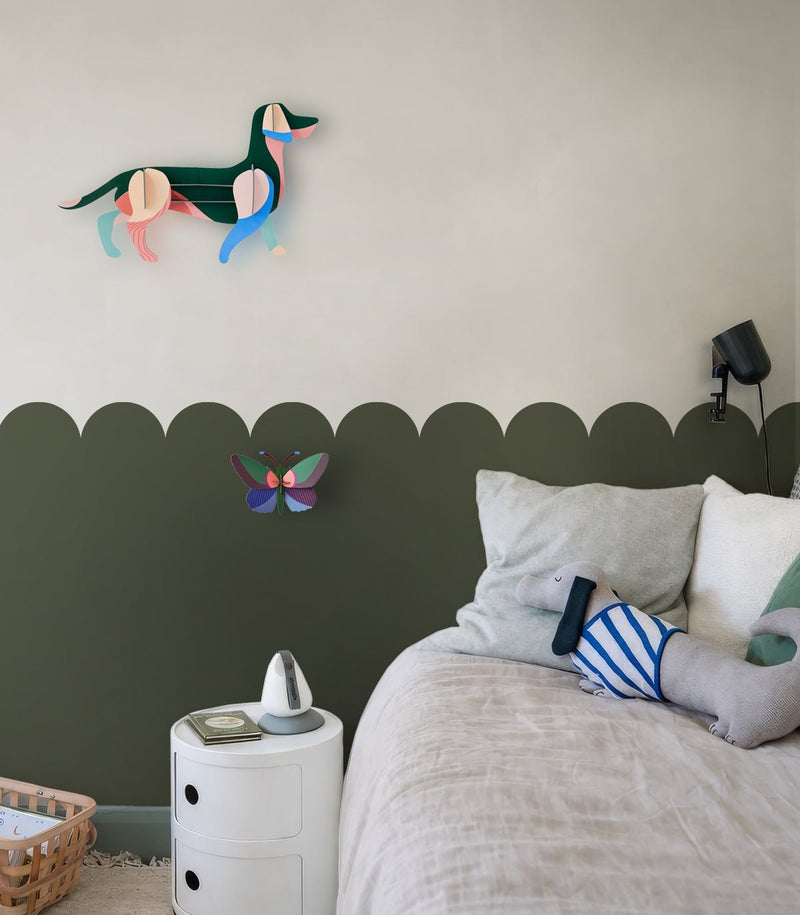 Wallcolors Pure Forms Wainscoting Solid Clay Olive Shade - mural imitujący boazerię nowoczesną
