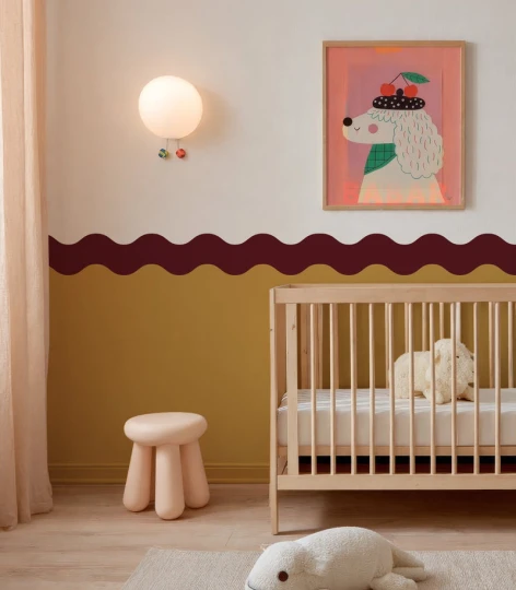 Wallcolors Pure Forms Wainscoting Double Wave Dark Honey Amber - mural imitujący boazerię nowoczesną