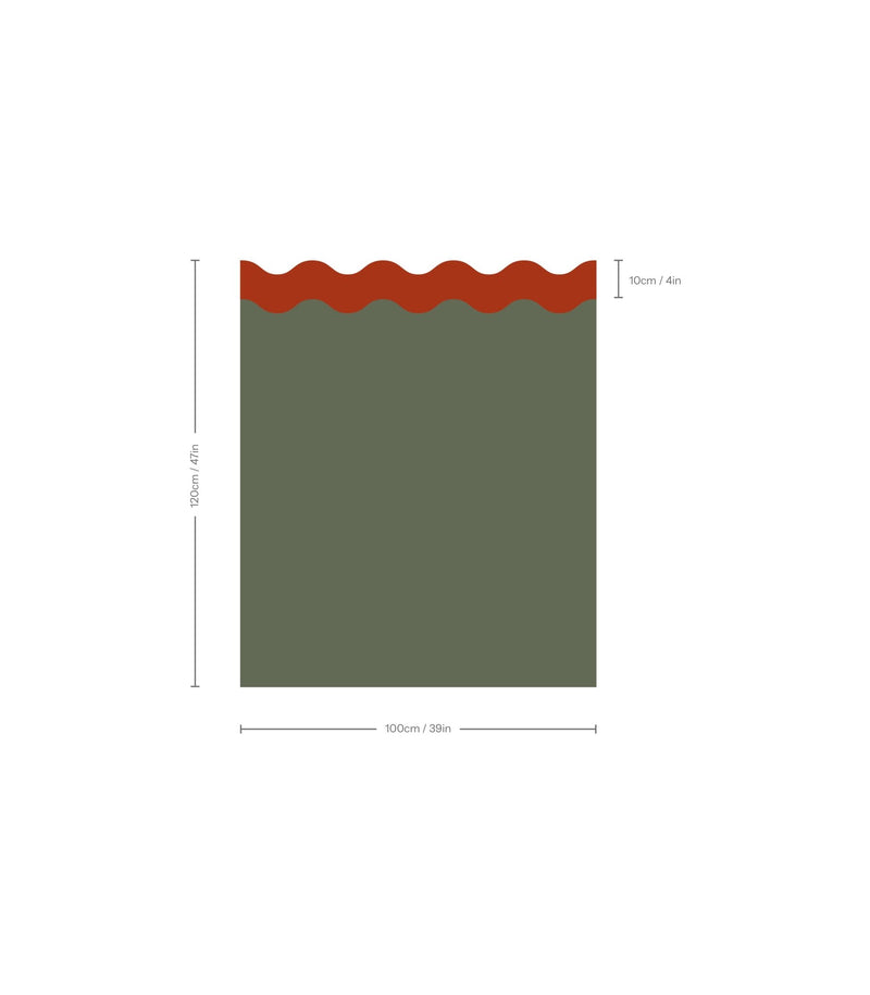 Wallcolors Pure Forms Wainscoting Double Wave Dark Olive Clay - mural imitujący boazerię nowoczesną