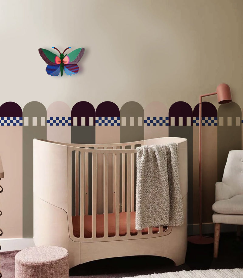 Wallcolors Pure Forms Wainscoting Seashell Wine Clay - mural imitujący boazerię nowoczesną