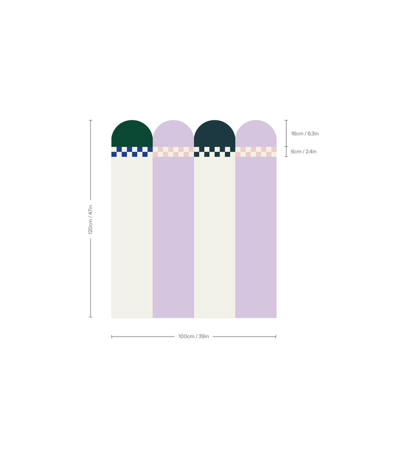 Wallcolors Pure Forms Wainscoting Seashell Lavender Mint - mural imitujący boazerię nowoczesną