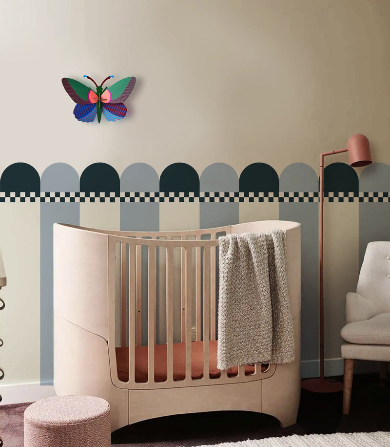 Wallcolors Pure Forms Wainscoting Seashell Nordic Blue - mural imitujący boazerię nowoczesną