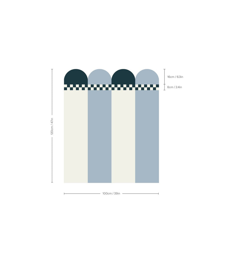 Wallcolors Pure Forms Wainscoting Seashell Nordic Blue - mural imitujący boazerię nowoczesną