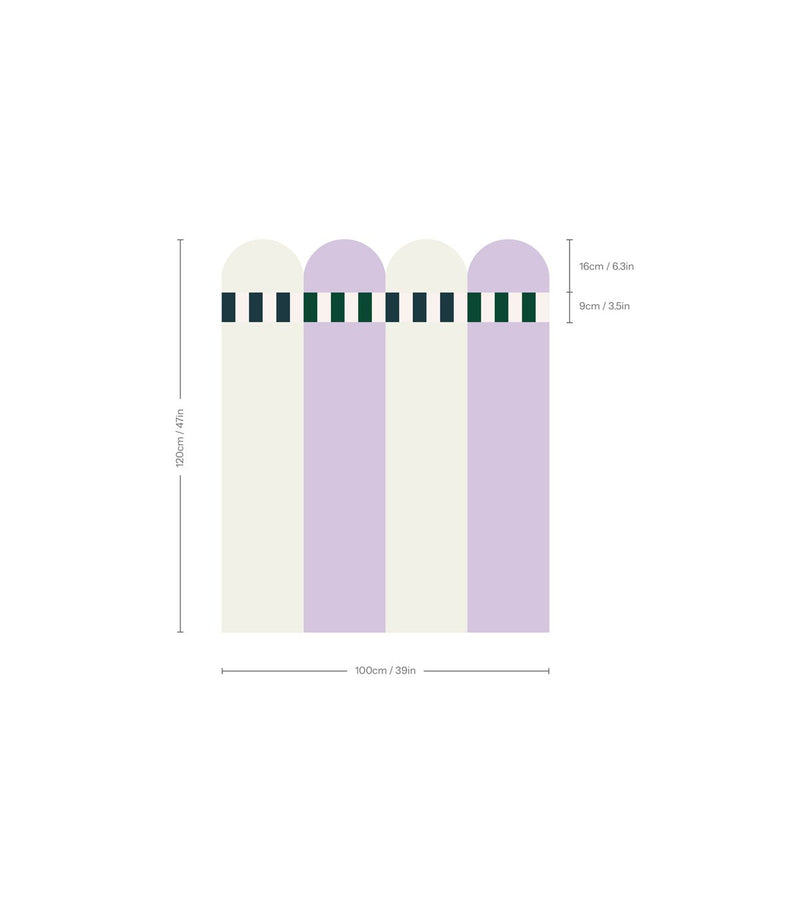 Wallcolors Pure Forms Wainscoting Seashell Shell Lilac - mural imitujący boazerię nowoczesną