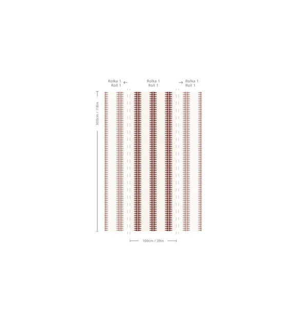 Wallcolors Pure Forms Ornament Line Clay Brick Red - tapeta w paski