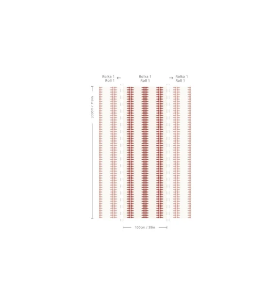Wallcolors Pure Forms Ornament Line Clay Terracotta - tapeta w paski