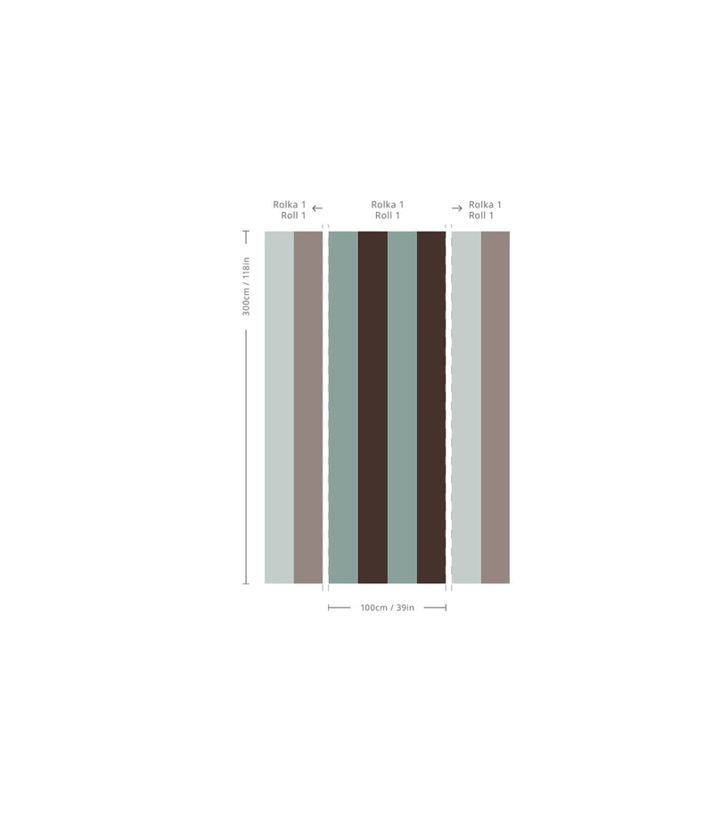 Wallcolors Pure Forms Wide Stripe Mint Chocolate - tapeta w paski
