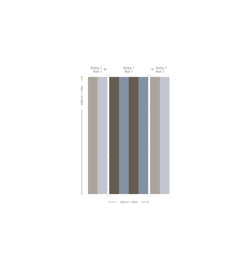 Wallcolors Pure Forms Wide Stripe Stone Blue - tapeta w paski