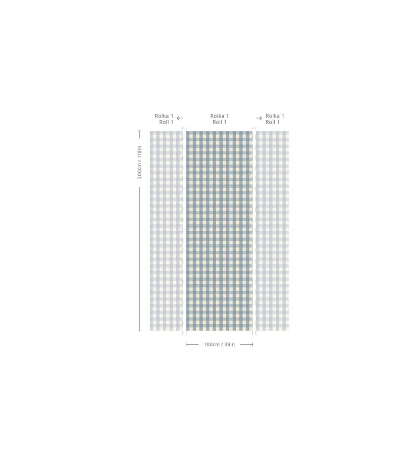 Wallcolors Pure Forms Checks Blue Fog - tapeta w kratkę