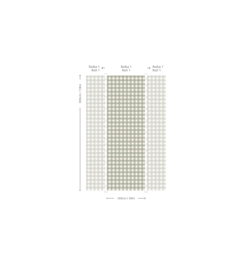 Wallcolors Pure Forms Checks Sage Whisper - tapeta w kratkę