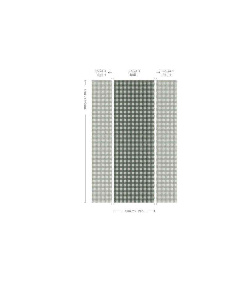 Wallcolors Pure Forms Checks Deep Forest - tapeta w kratkę