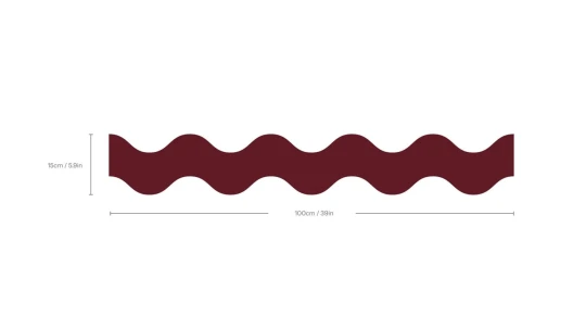 Wallcolors Pure Forms Double Wave Deep Burgundy - border fala