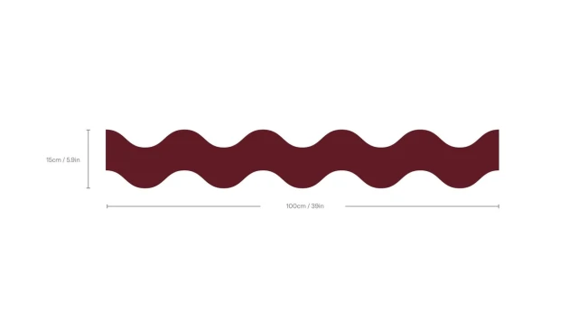 Wallcolors Pure Forms Double Wave Deep Burgundy - border fala