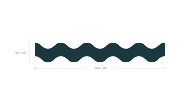 Wallcolors Pure Forms Double Wave Midnight Teal - border fala