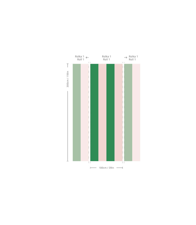 Wallcolors Pure Forms Wide Stripe Play Forest Blush - tapeta w paski