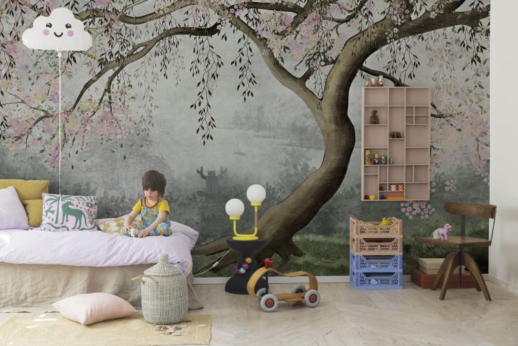 Rebel Walls R19550 Shutterstock Tree of Dreams Pastel - mural w kwitnące drzewo