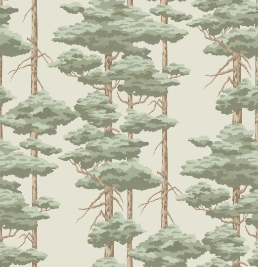 Rebel Walls R21303 Sophisticated Luxe Highland Pines Light Green - mural w sosny