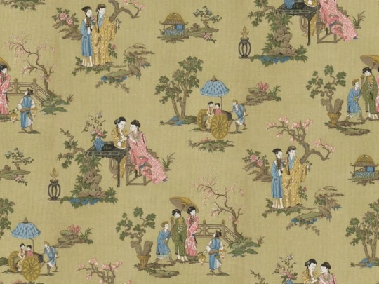 Rebel Walls R21312 Sophisticated Luxe Toile Conversation Brown - mural w sceny orientalne