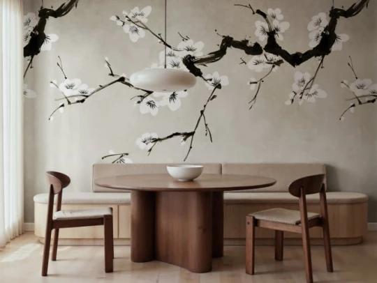 Rebel Walls R21318 Sophisticated Luxe Blush of Spring White - mural w kwitnącą gałąź