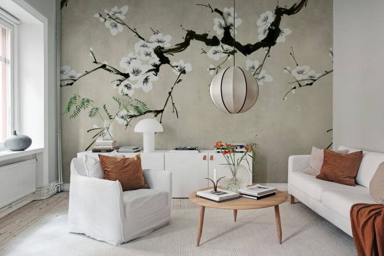 Rebel Walls R21318 Sophisticated Luxe Blush of Spring White - mural w kwitnącą gałąź
