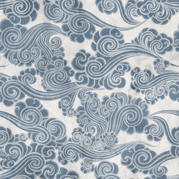 Rebel Walls R21319 Sophisticated Luxe Kumo Blue - mural w orientalne chmury