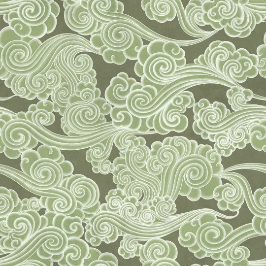 Rebel Walls R21320 Sophisticated Luxe Kumo Green - mural w orientalne chmury