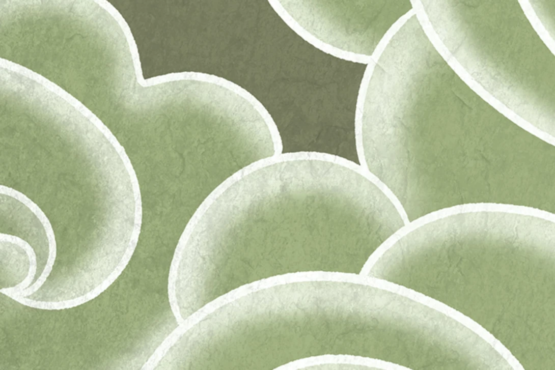 Rebel Walls R21320 Sophisticated Luxe Kumo Green - mural w orientalne chmury