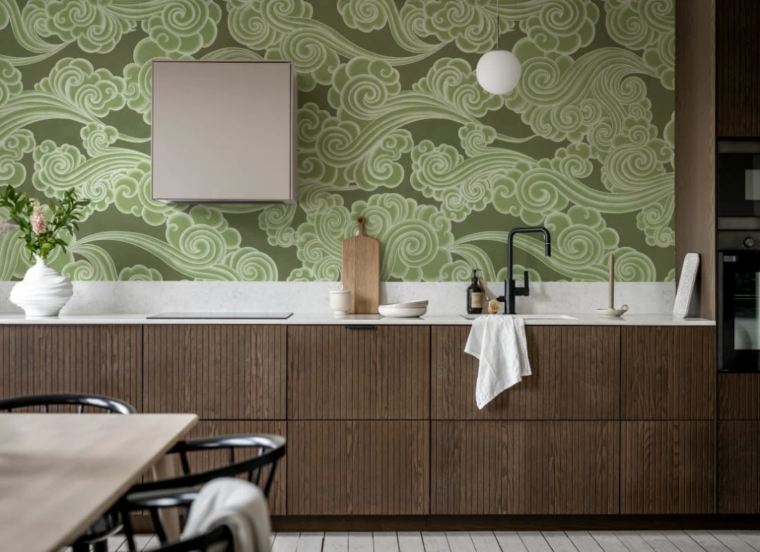 Rebel Walls R21320 Sophisticated Luxe Kumo Green - mural w orientalne chmury