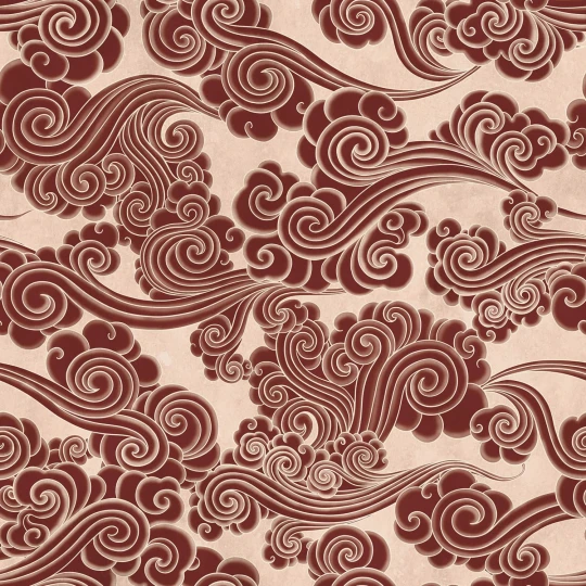 Rebel Walls R21321 Sophisticated Luxe Kumo Red - mural w orientalne chmury